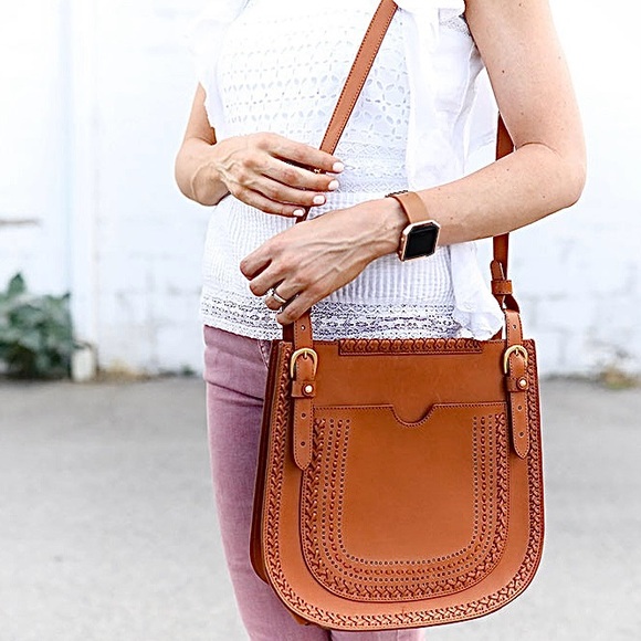 NEW Anthropologie Jasper & Jeera Peyson SaddleBag Leather Brown Crossbody - Picture 16 of 16
